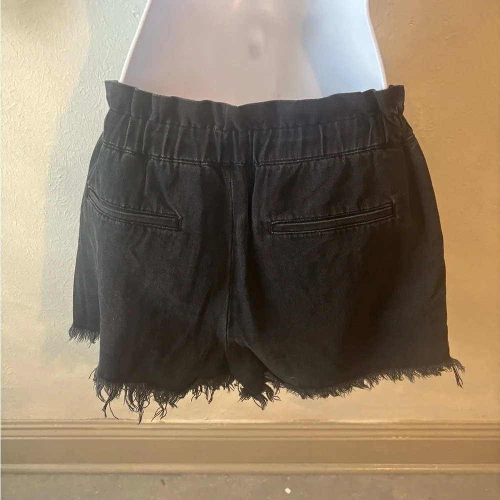 Pistola Cooper Paper Bag Shorts‎ Womens M Black High Rise Elastic Waist Cotton